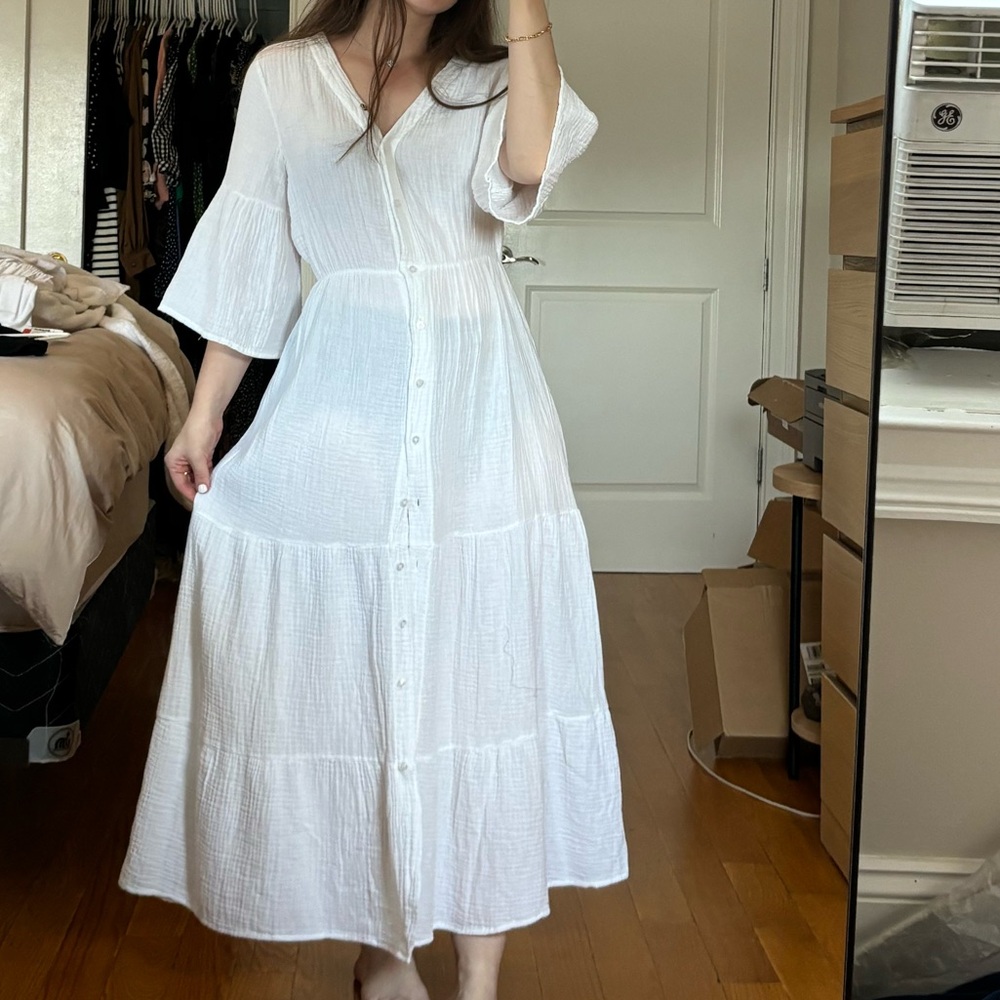 Saks Fifth Avenue White Long Sleeve Dress